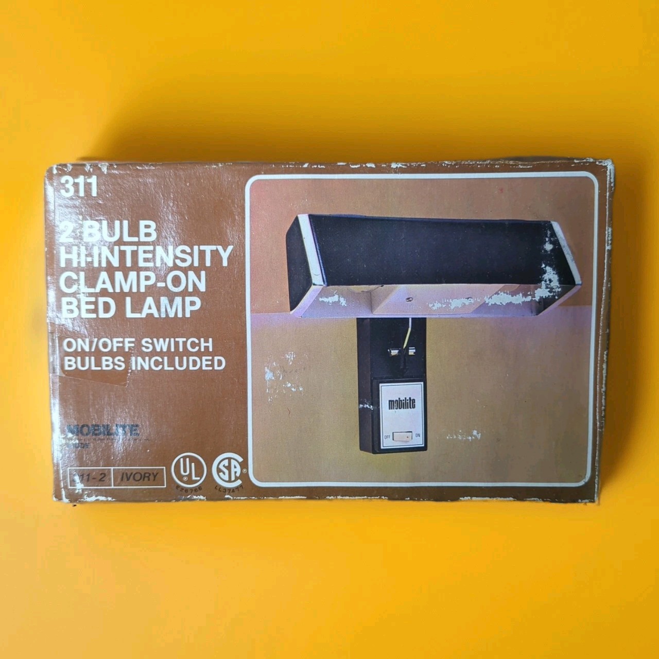 VTG NIB Mobilite Ivory #311 2 Bulb Hi-Intensity Clamp-On Bed Lamp Reading Light