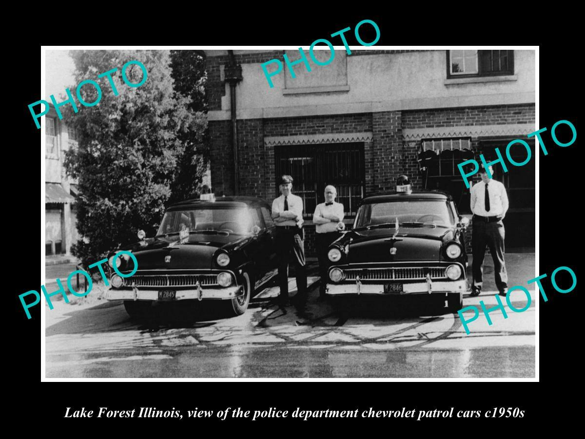 OLD 8x6 HISTORIC PHOTO OF LAKE FOREST ILLINOIS THE CHEVROLET POLICE CARS 1950