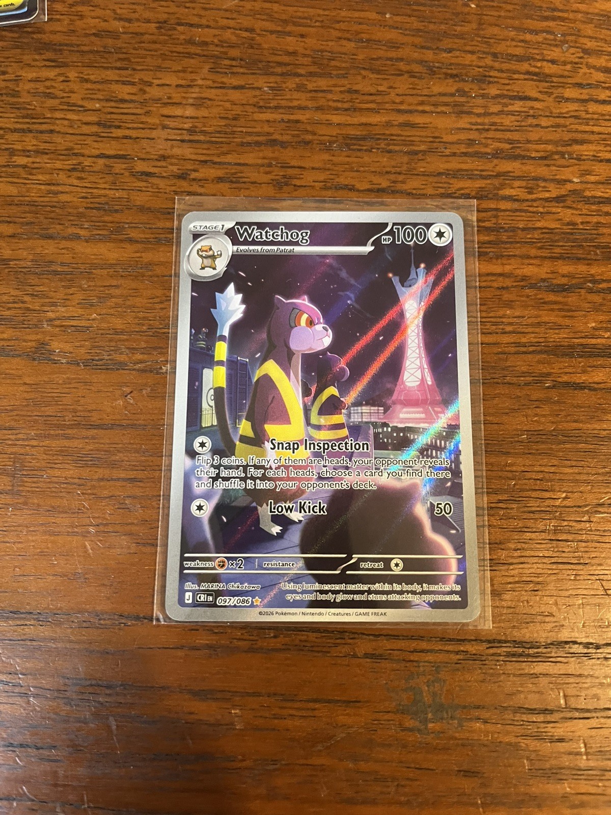 Watchog 097/086 Holo Illustration Rare Chaos Rising Pokemon Near Mint Watchog 097/086 Holo Illustration Rare Chaos Rising Pokemon Near Mint
