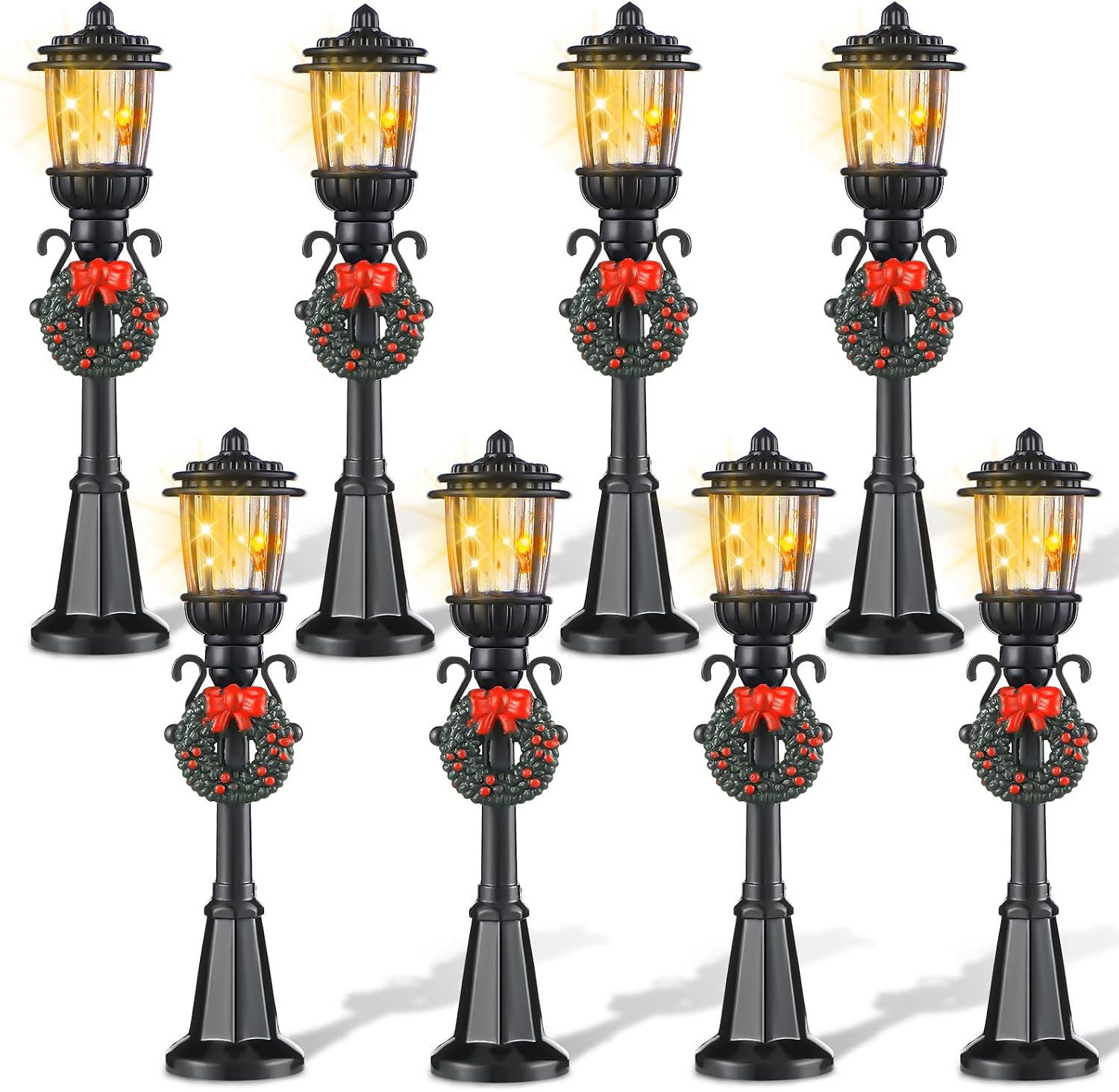 8 Pcs 4 Pcs Christmas Miniature Village Lamp Post Light, Fresh