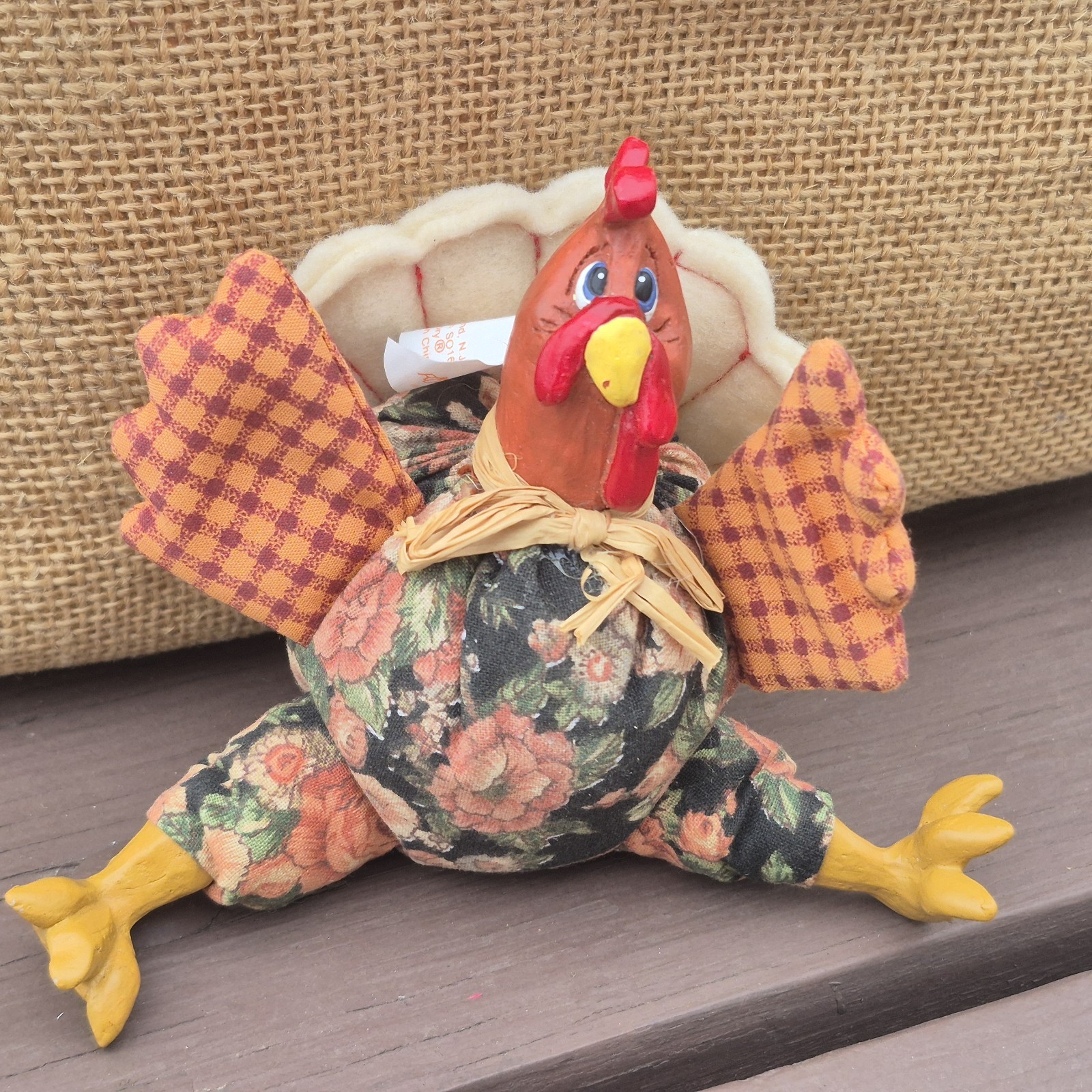 Vintage RUSS PAUL TREE TURKEY Shelf Sitter Thanksgiving Decor Cottage Core Fall