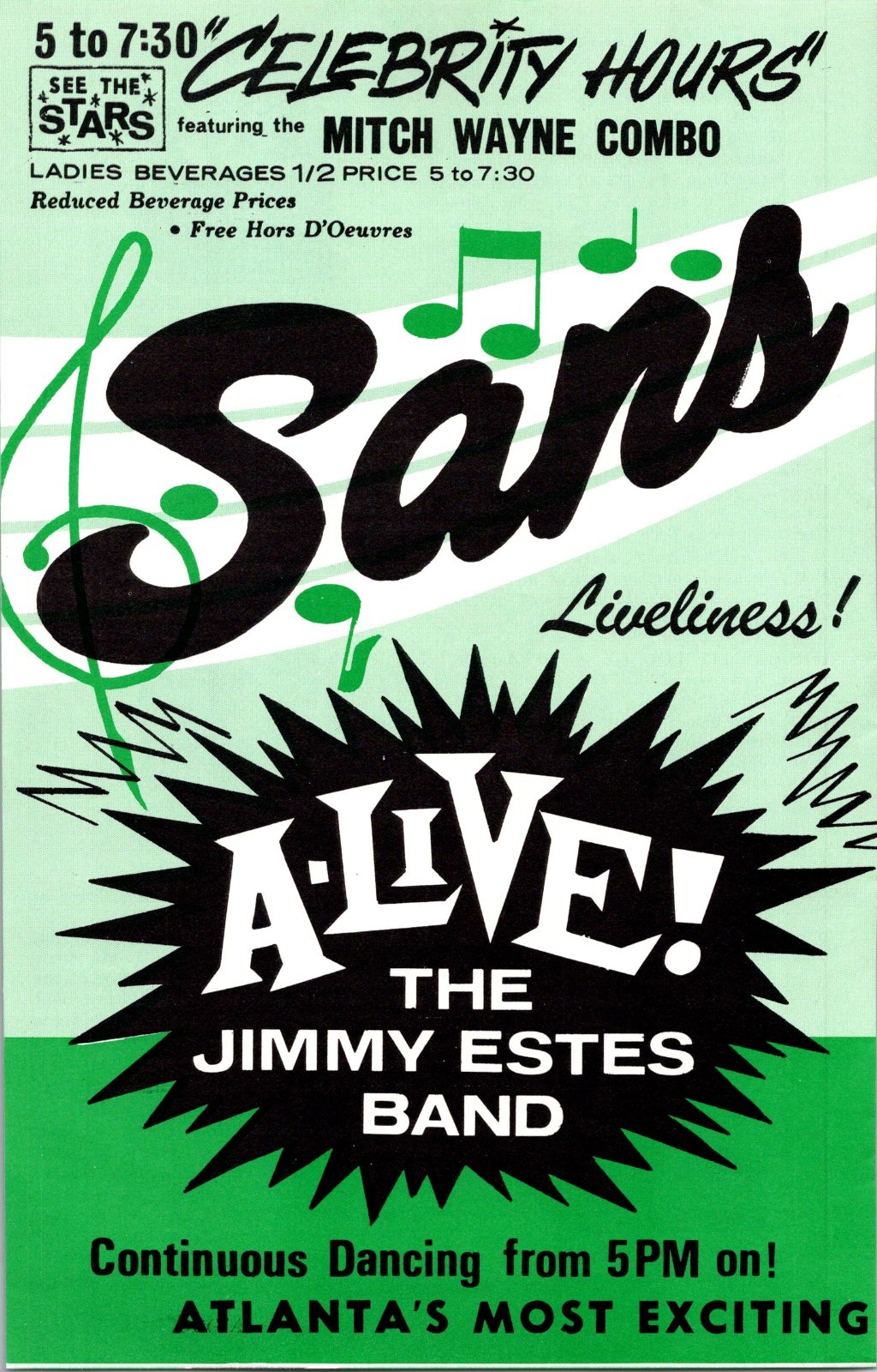 Sans Liveliness Alive Jimmy Estes Band Atlanta's Most Exciting 1966 GA Ad TAK2-3 Sans Liveliness Alive Jimmy Estes Band Atlanta's Most Exciting 1966 GA Ad TAK2-3