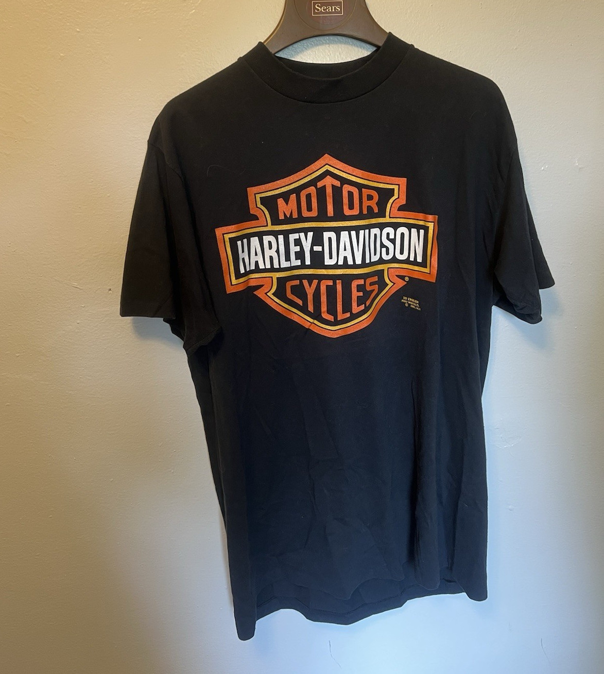 3D Emblem 1991 Harley-Davidson Motorcycles Black Graphic T-Shirt 
