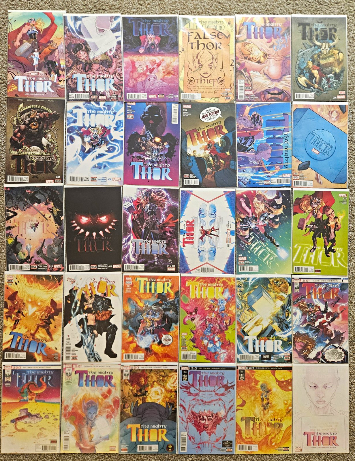 Marvel The Mighty Thor COMPLETE Comic Book Lot #1-23, #700-706 Jason Aaron 2015 Marvel The Mighty Thor COMPLETE Comic Book Lot #1-23, #700-706 Jason Aaron 2015