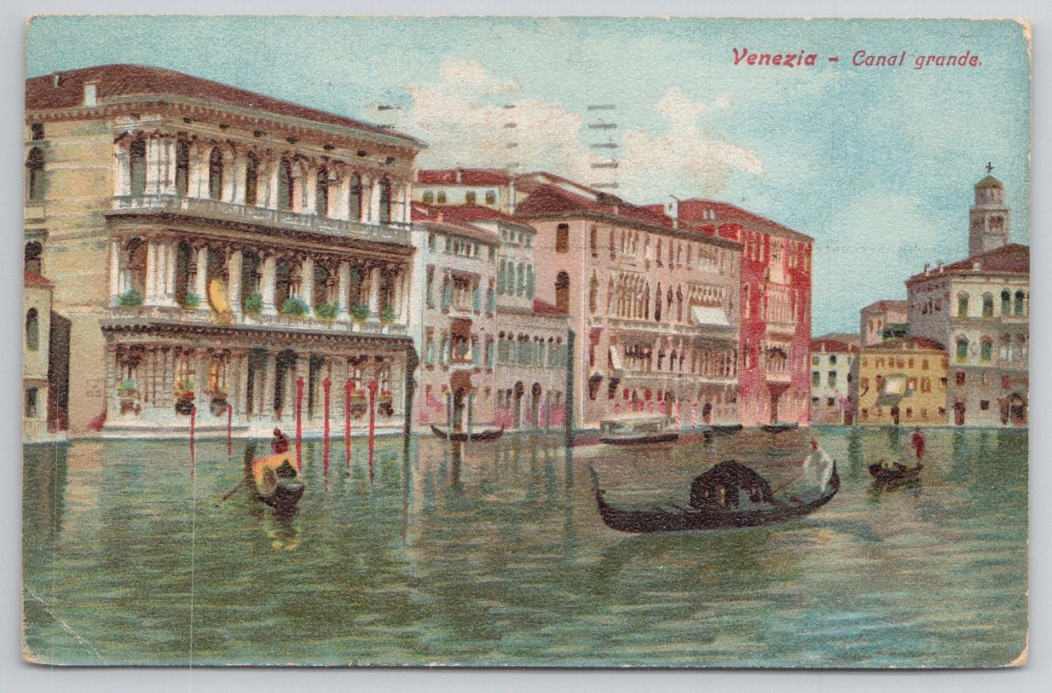 1922 Venice Grand Canal Postcard - Gondolas & Historic Palazzi Italy