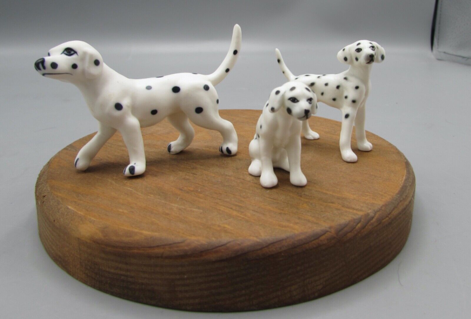 Three Vintage Ceramic Porcelain ?Dalmatian Dog Figures Puppy Japan Bisque Finish