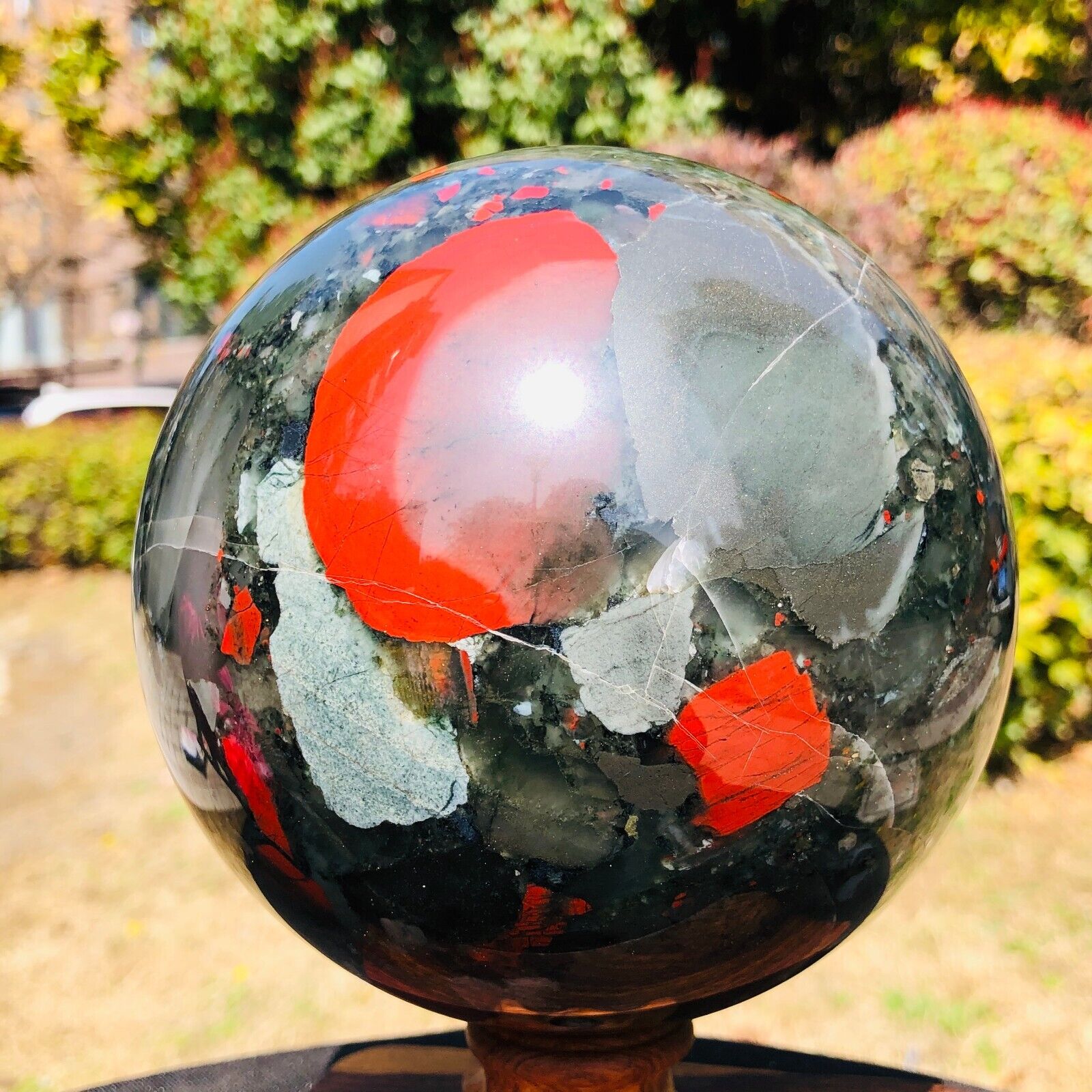 6.24LB Natural African blood stone quartz sphere crystal ball reiki healing 880