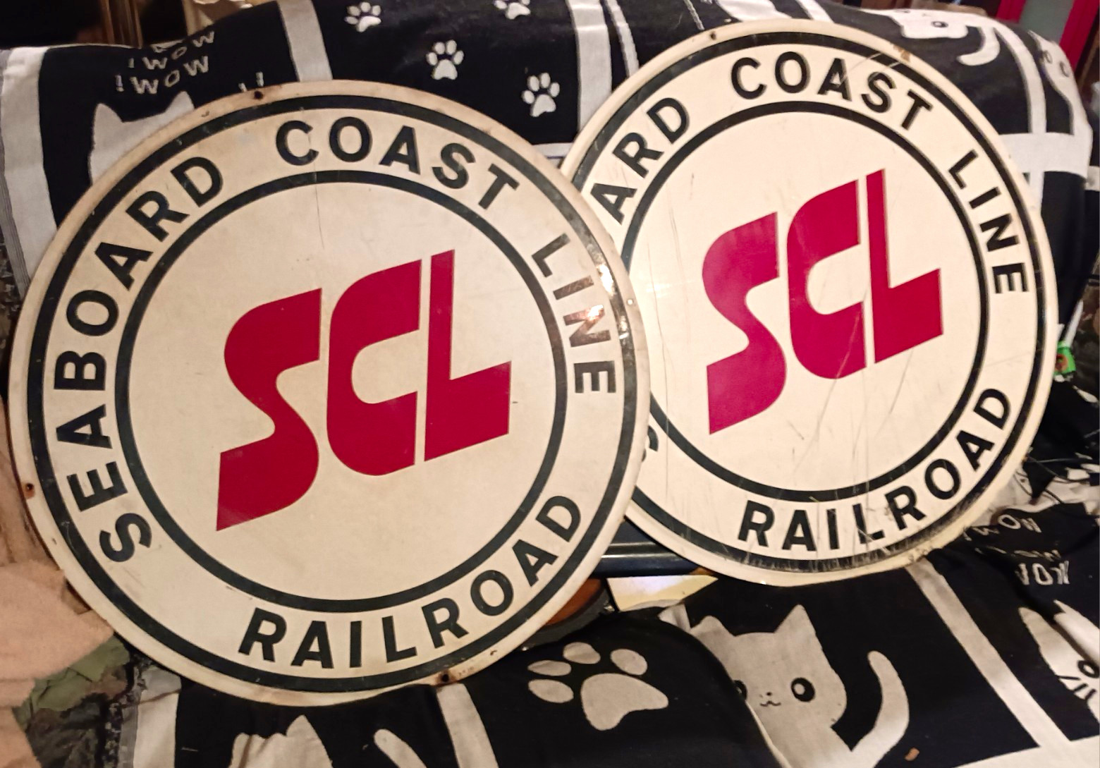 Seaboard Coast Line Railroad SCL Round Sign Plaque Set (2 Pieces)