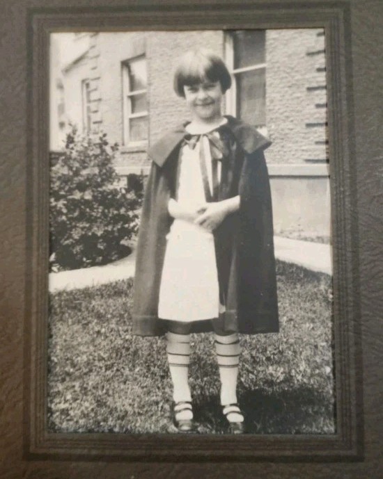 Vintage 1920s Girl Photo Cape Bob Hair Portrait Art Deco Era Child Photograph