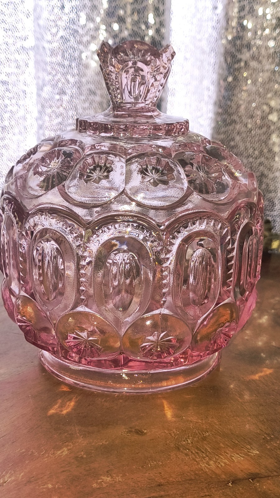 Pink Moon And Stars  LE Smith Lidded Compote Candy Dish Or Covered Sugar