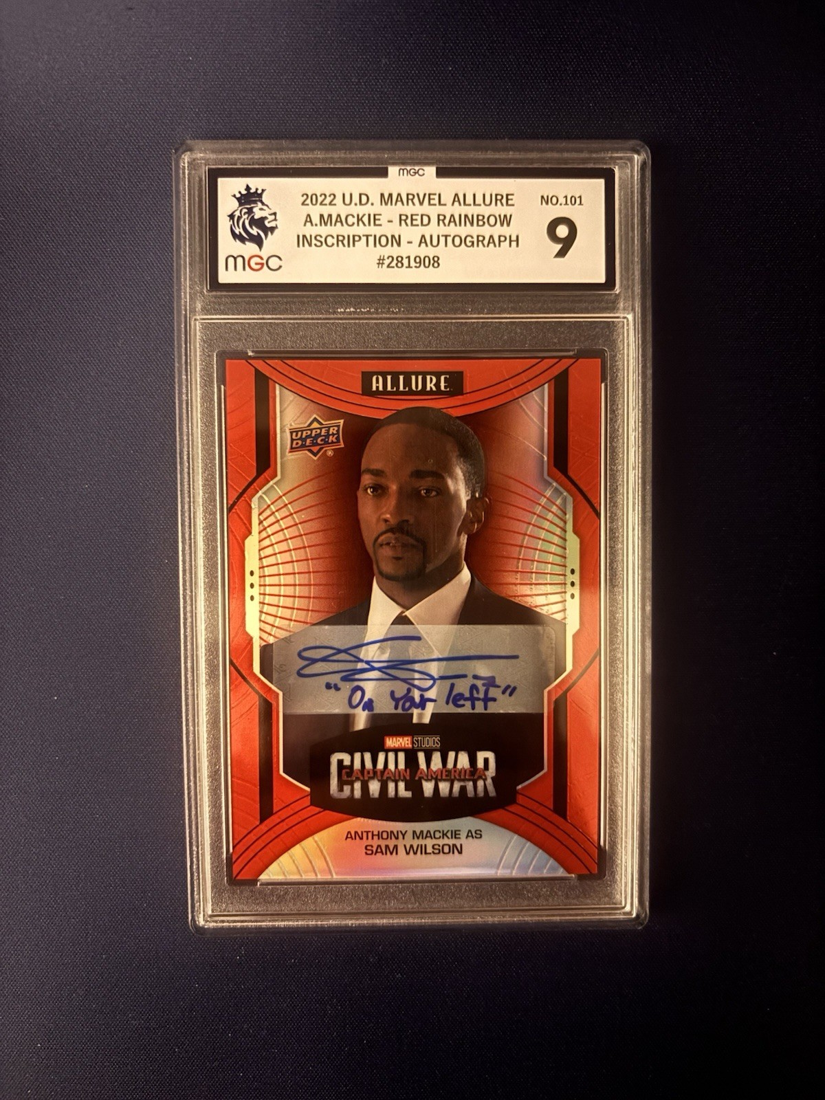 Upper Deck Marvel Allure Anthony Mackie Red Rainbow Autograph Inscription MGC 9