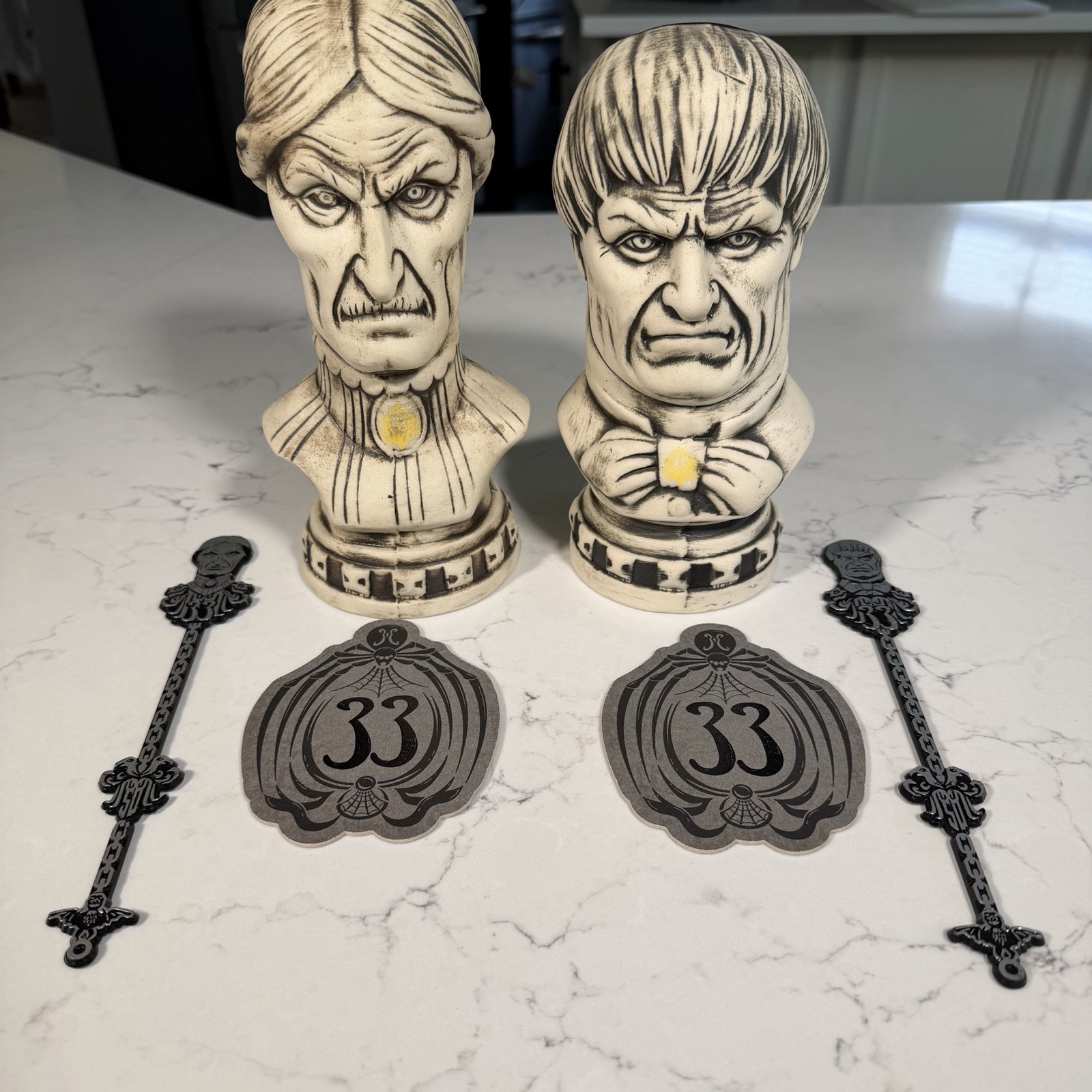 Disney Club 33  Haunted Mansion 50th Anniversary Bust Tiki mugs  Swizzles