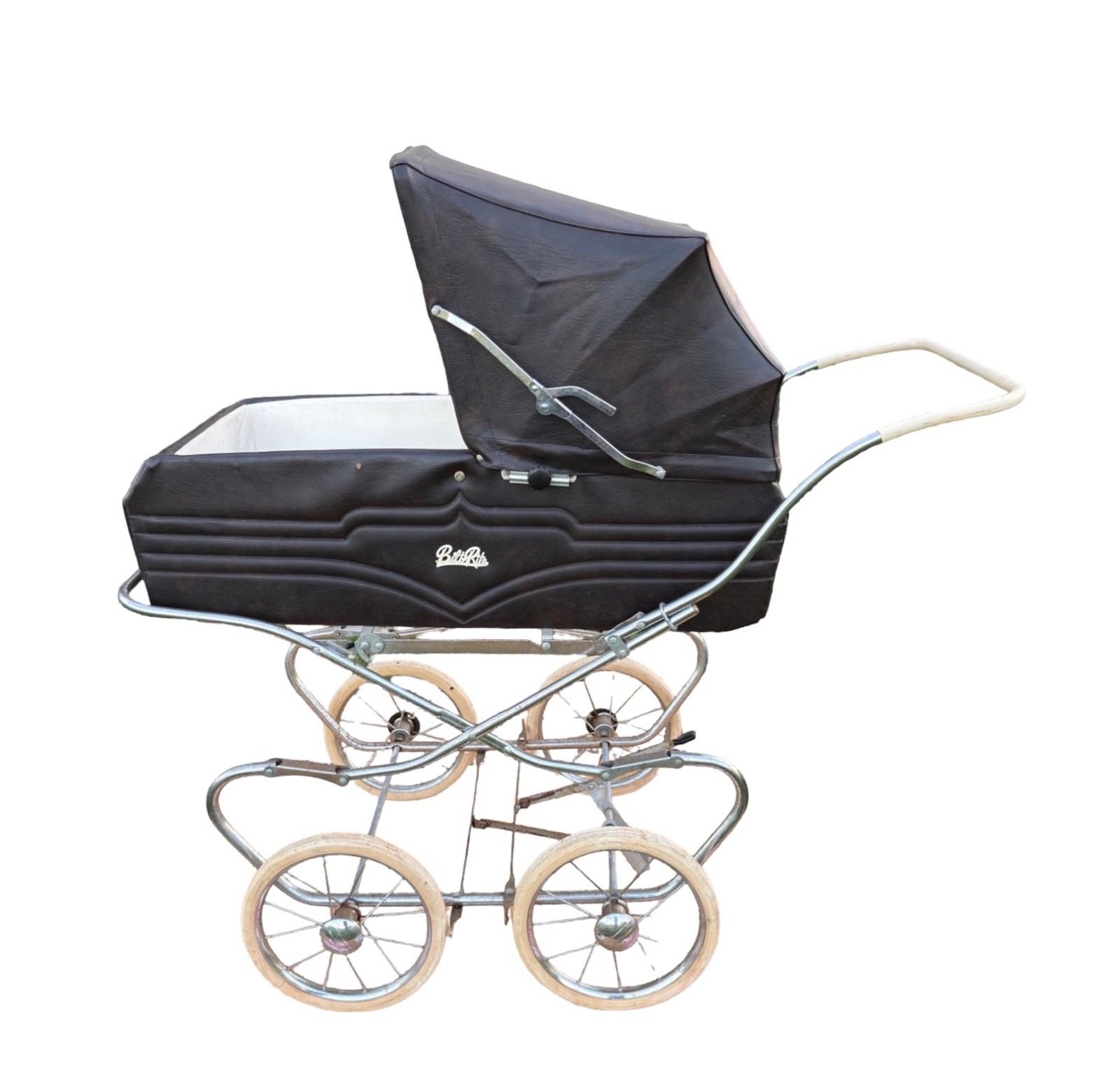 Vintage Bilt Rite Baby Carriage Pram Stroller Brown Detachable Bassinet 48x48x24