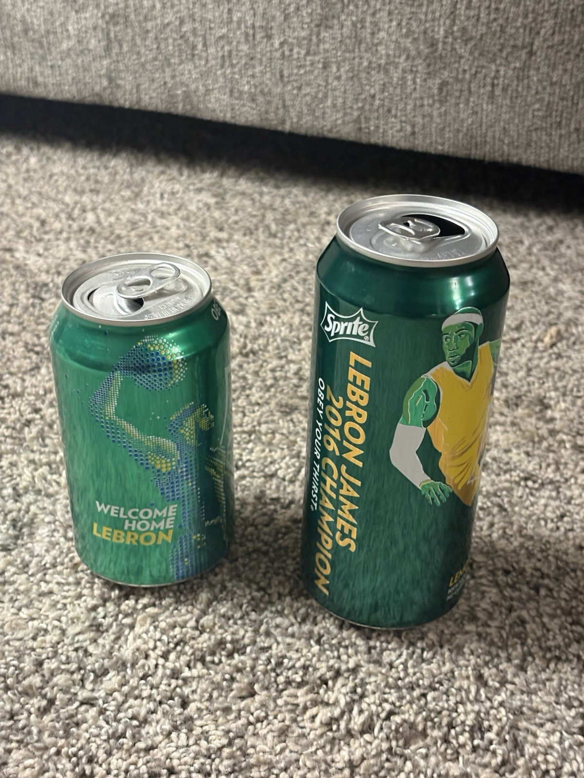 LeBron James 2016 Sprite Limited Edition NBA Championship 16 Oz Can & 2014 Can