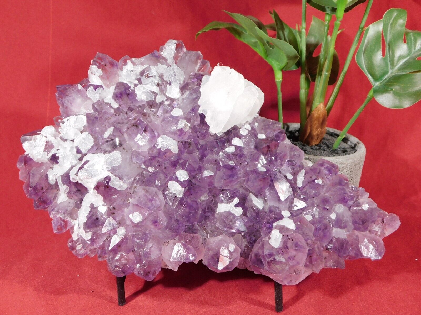 Big AMETHYST Crystal Cluster With Contrasting Calcite Crystals Brazil 891gr