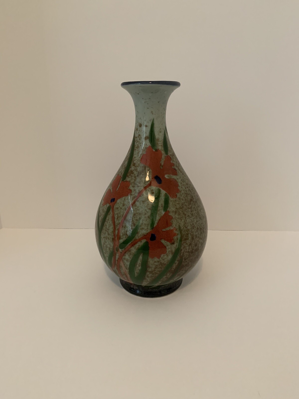 Pottery Vase Ceramic With Red Flowers (Peer 1 Imports)