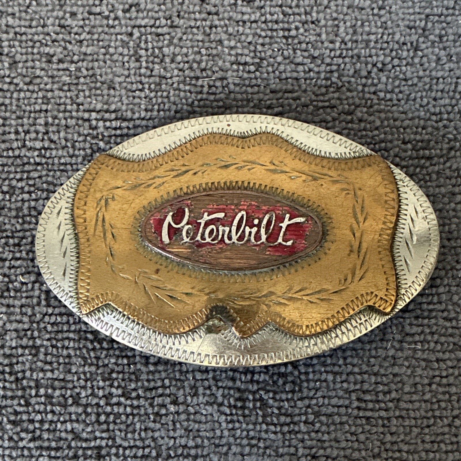 Vintage Western Flair Peterbilt Trucks Western Belt Buckle