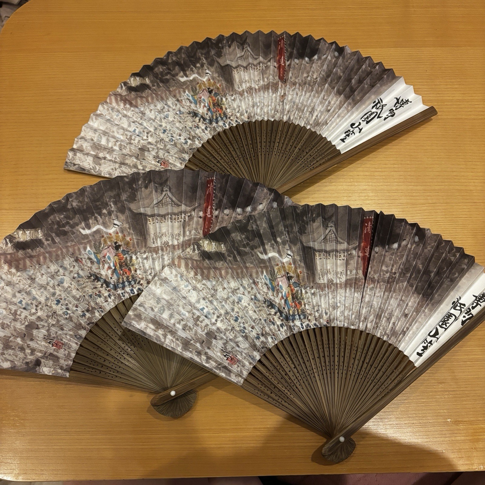 Japanese Folding Fan Sensu Set of 3 Samurai Festival Design  Hand Fan Japan