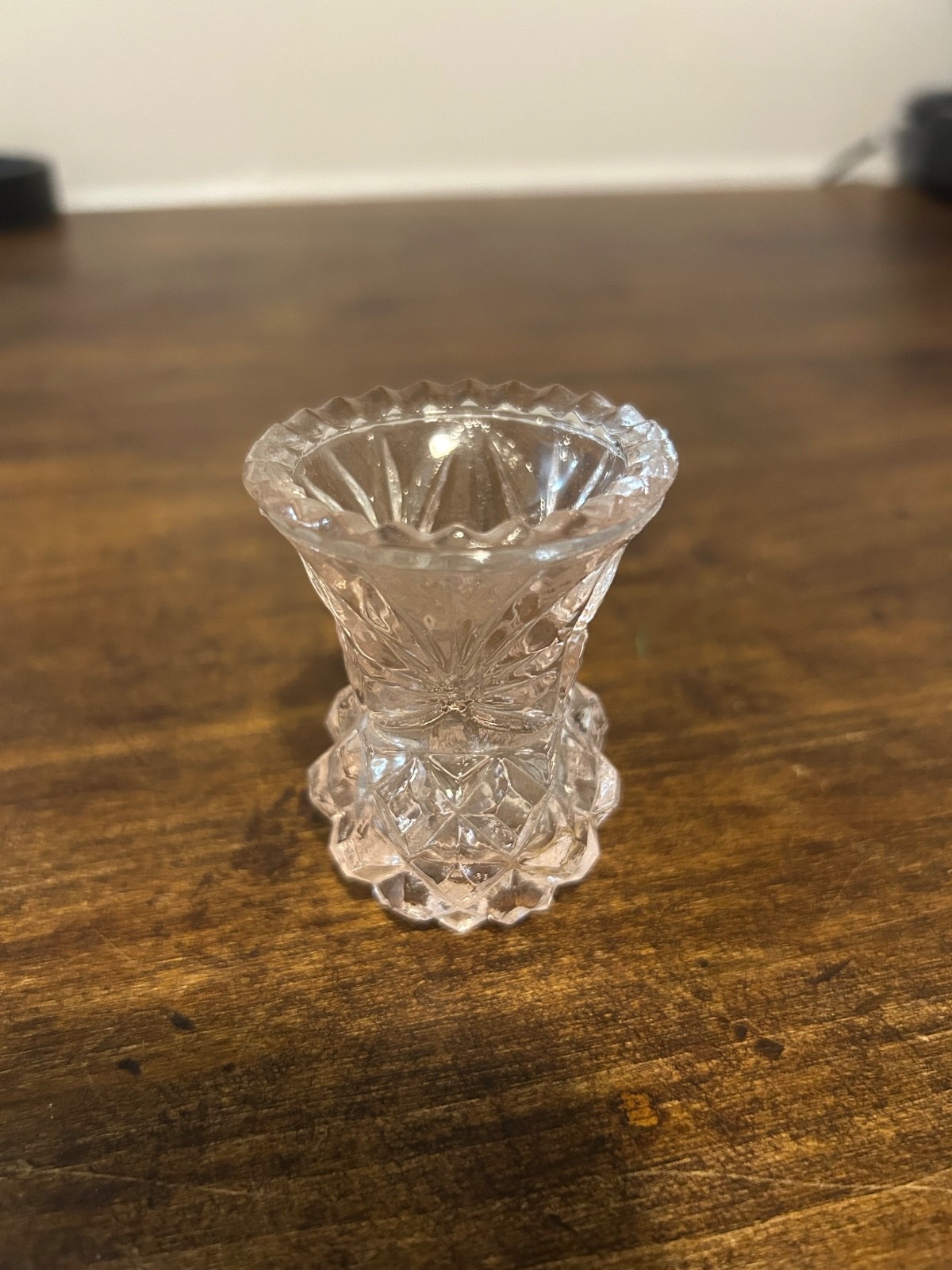 Vintage clear cut-crystal mini vase