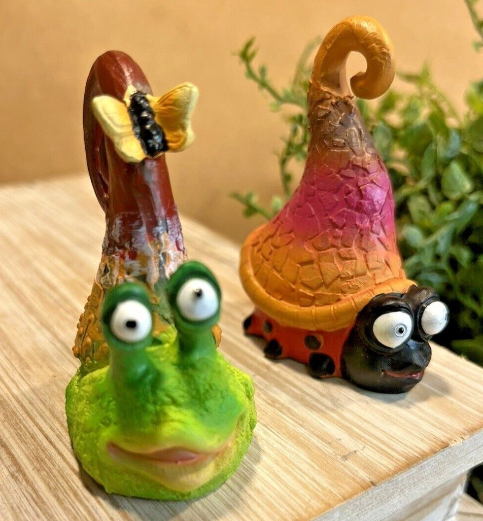 2pcs Whimsical Snail & Ladybug Figurines - Vibrant Collectibles Home Garden U63