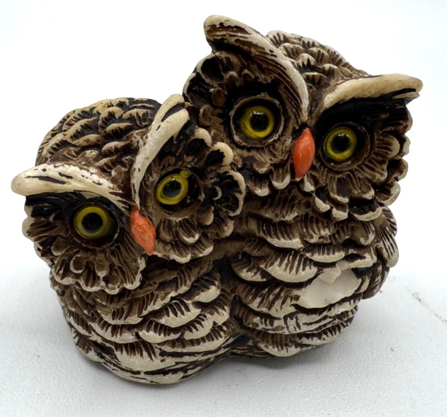 Vintage Mini Owl Chicks Resin Figurine 1.5\