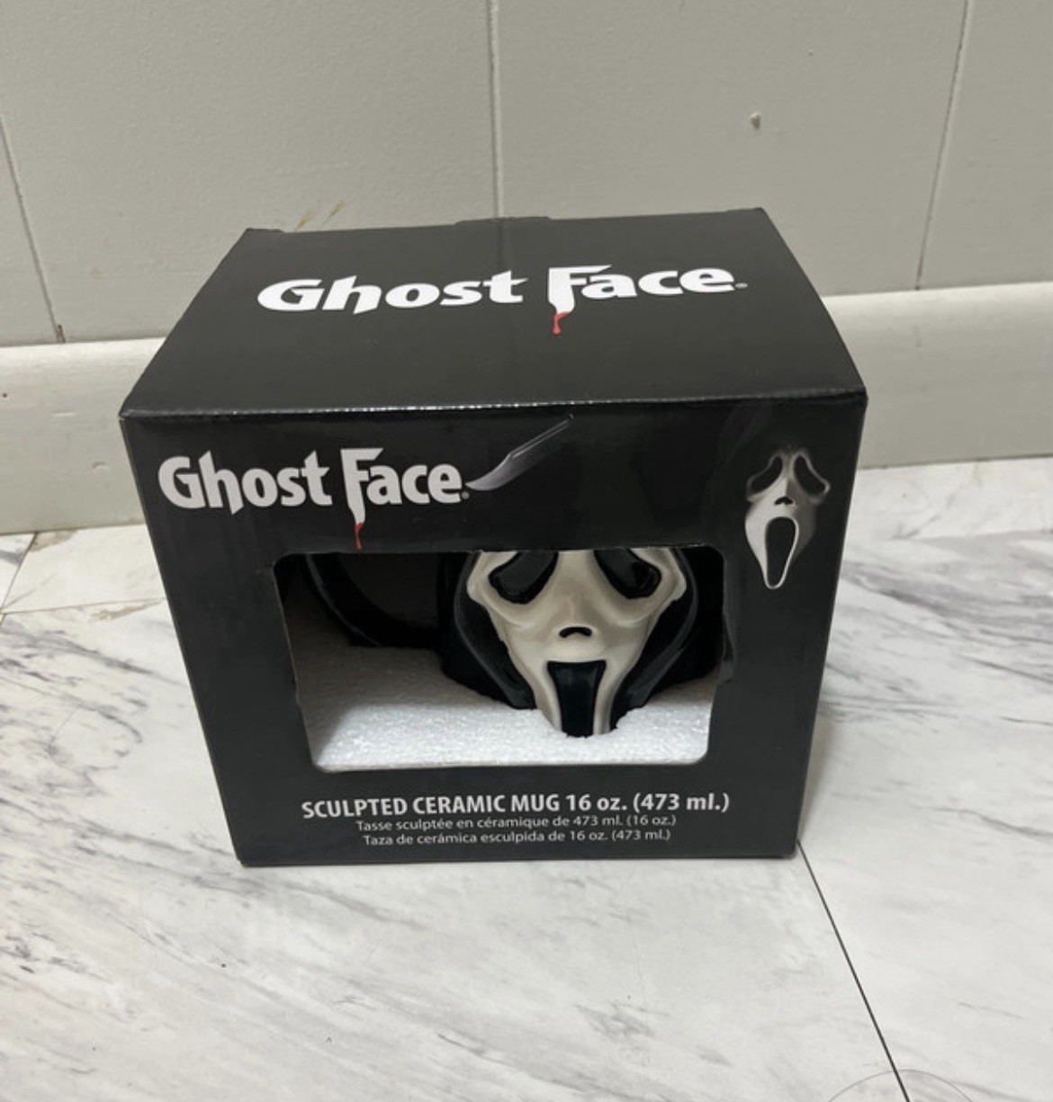 GhostFace (Scream) Sculpted 16 oz. Ceramic Mug Halloween NEW With Scream Box