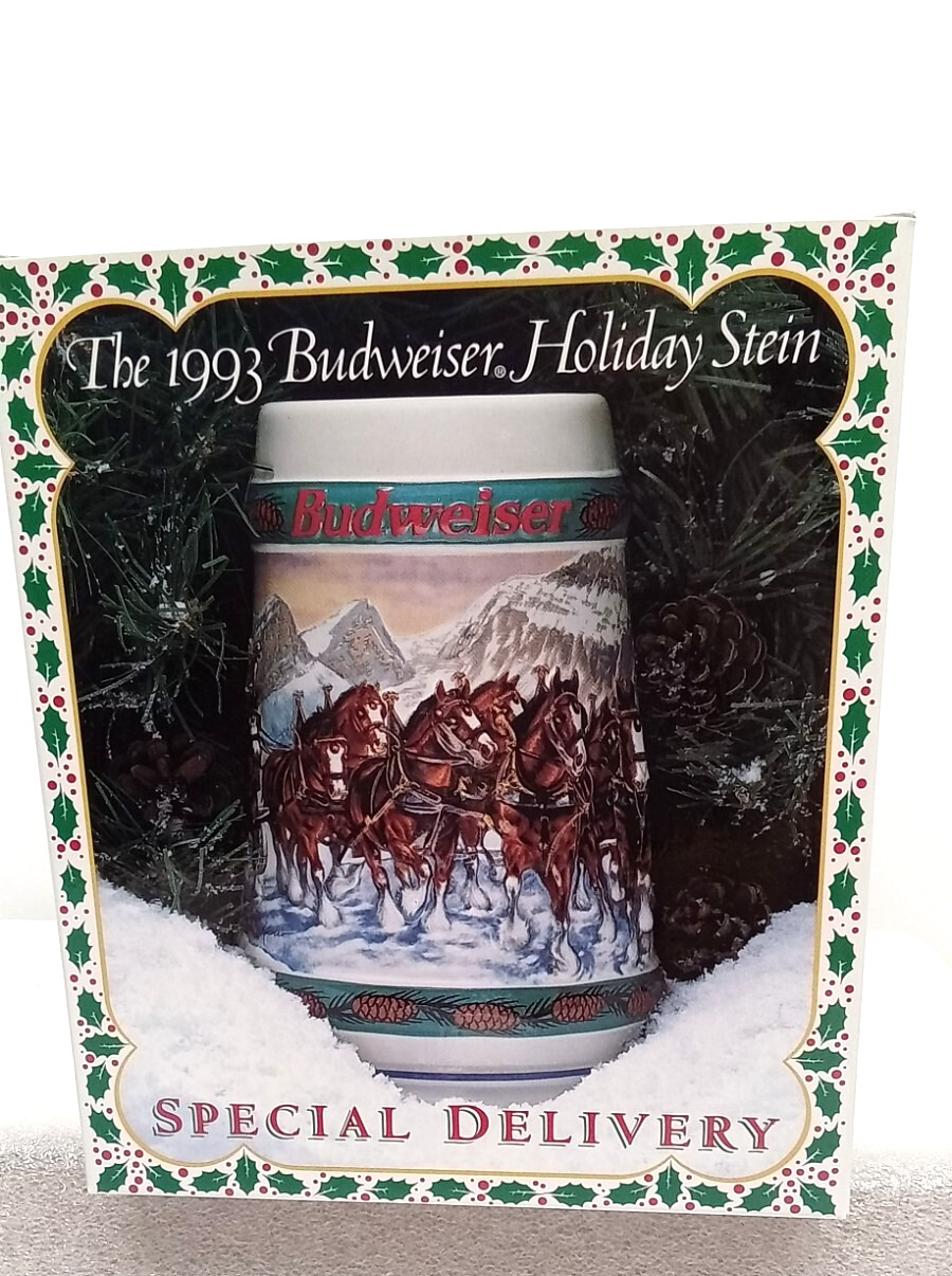 BUDWEISER 1993 HOLIDAY STEIN NEW IN BOX YEAR 1993