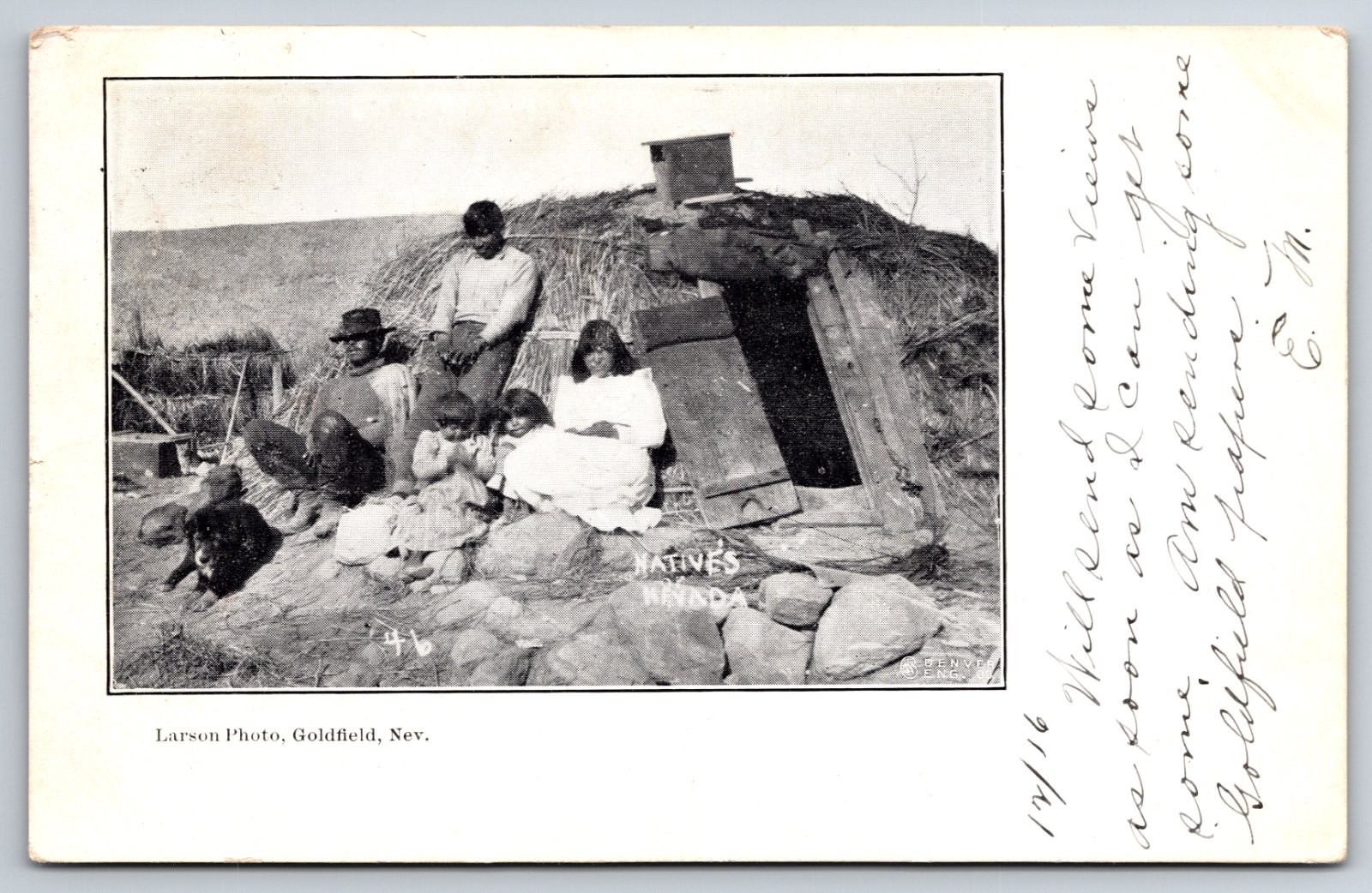 Native Americans Family Dwelling Goldfield Nevada Larson Postcard Native Americans Family Dwelling Goldfield Nevada Larson Postcard