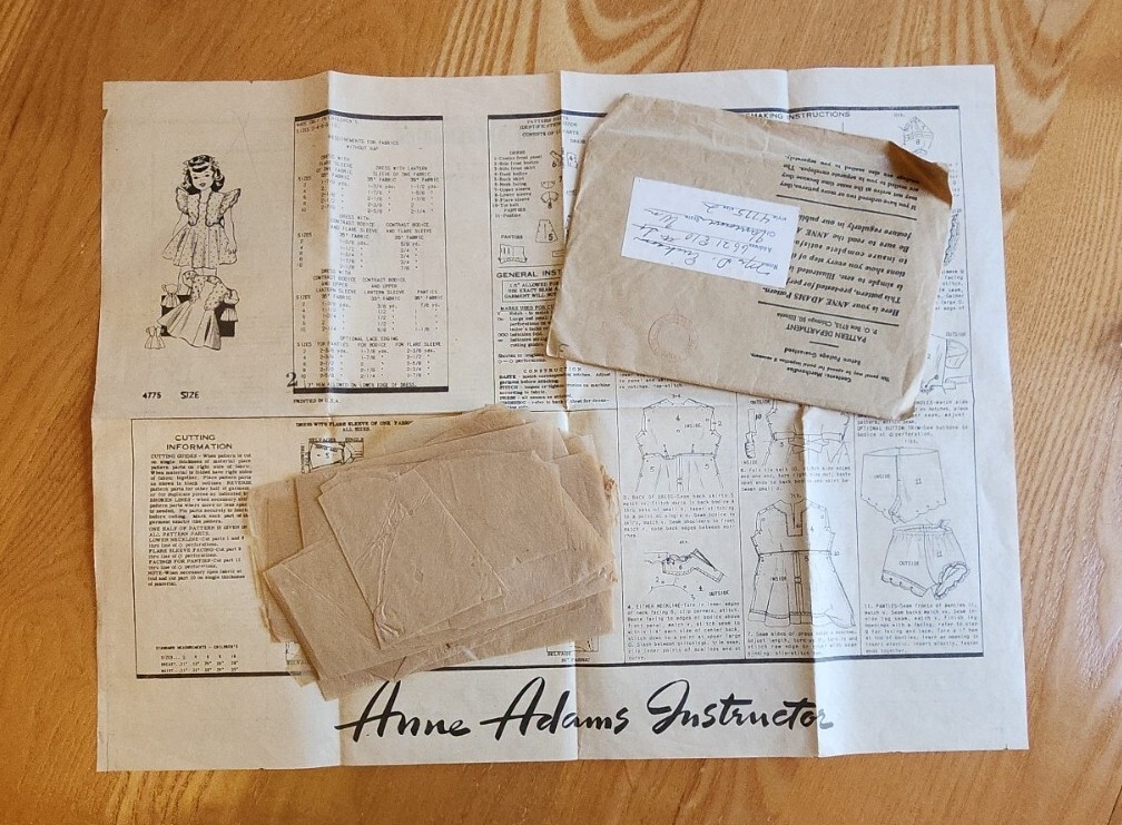 Anne Adams Mail Order 1930s-40s Childs Sz 2 4775 Vintage Sewing Pattern Anne Adams Mail Order 1930s-40s Childs Sz 2 4775 Vintage Sewing Pattern