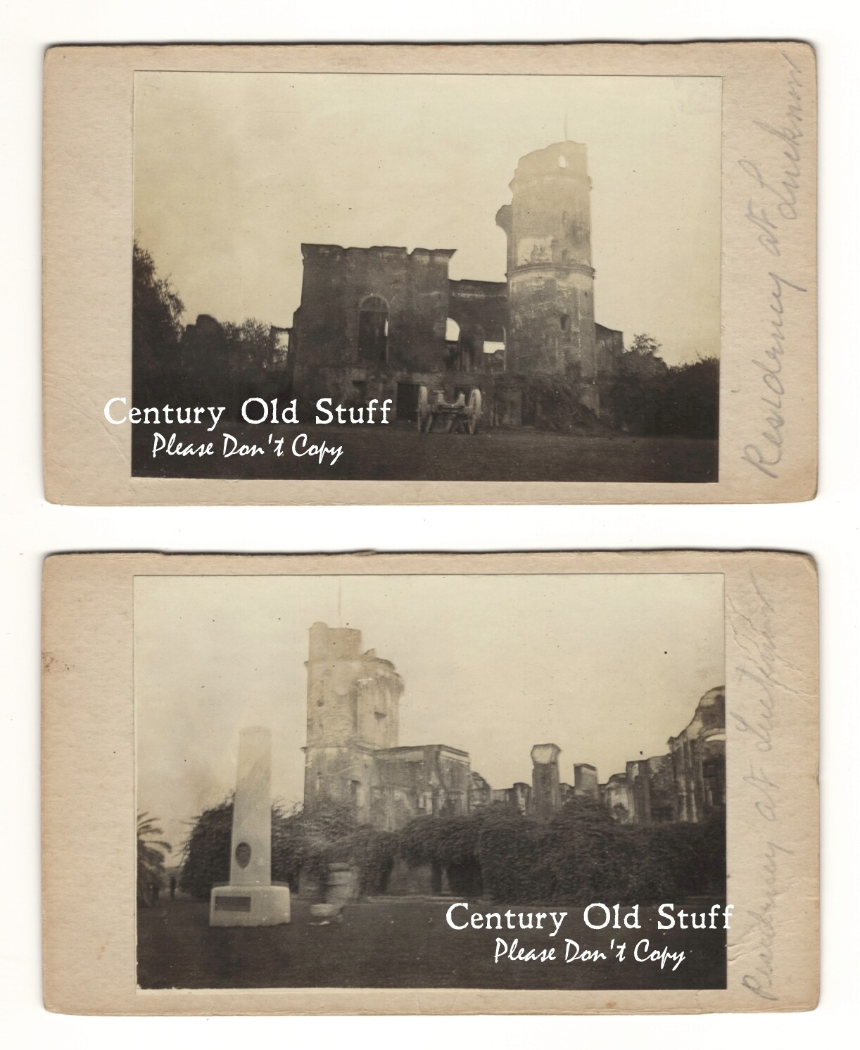 ca 1890s Residency at Lucknow, Uttar Pradesh, India - Pair of Mounted Photos