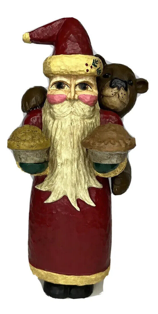 Vintage Rodney W. Leeseberg Santa, Pies & Brown Bear Christmas Figure