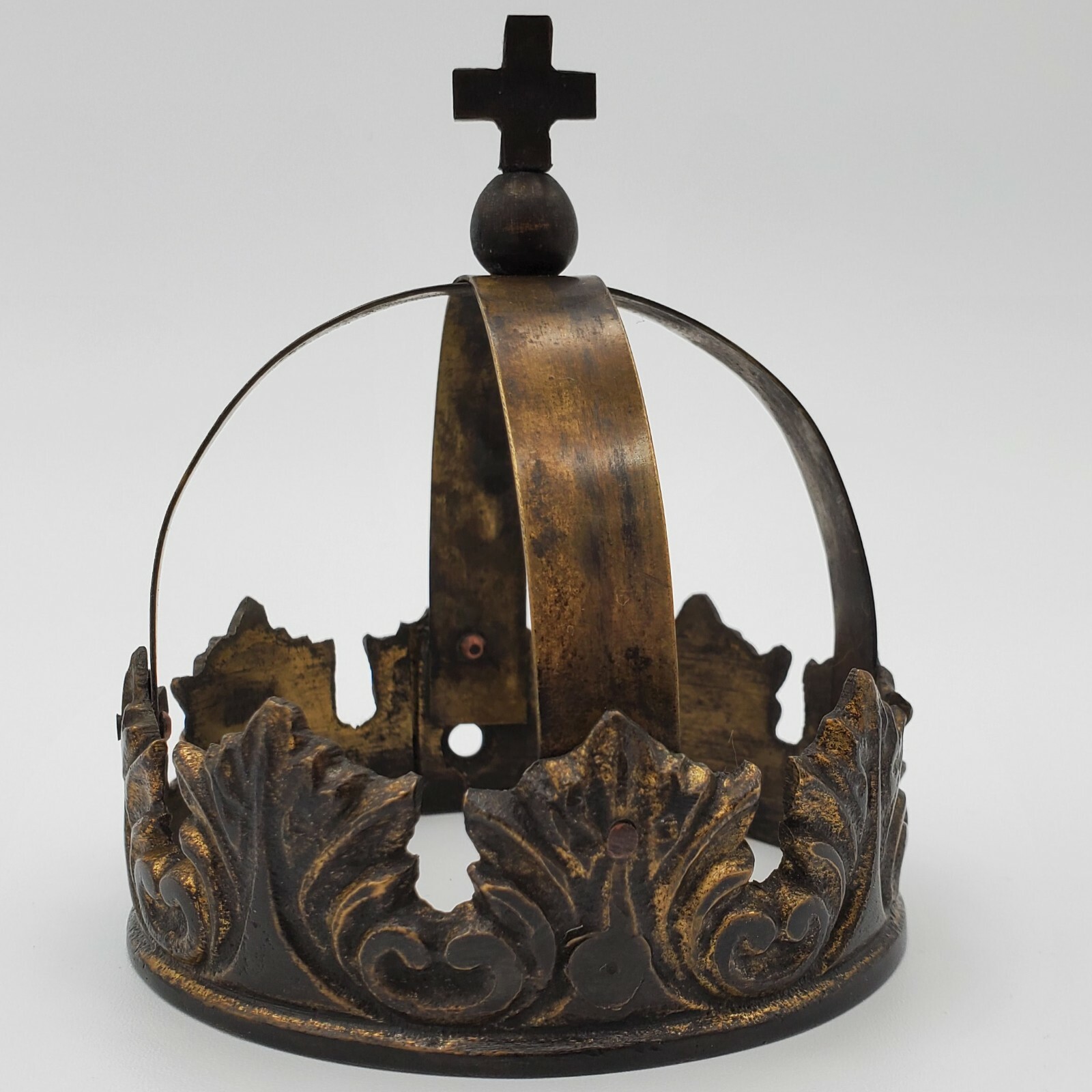 Original Antique Brass Heraldic Crown Topper Orb Cross Finial European Heraldic Original Antique Brass Heraldic Crown Topper Orb Cross Finial European Heraldic