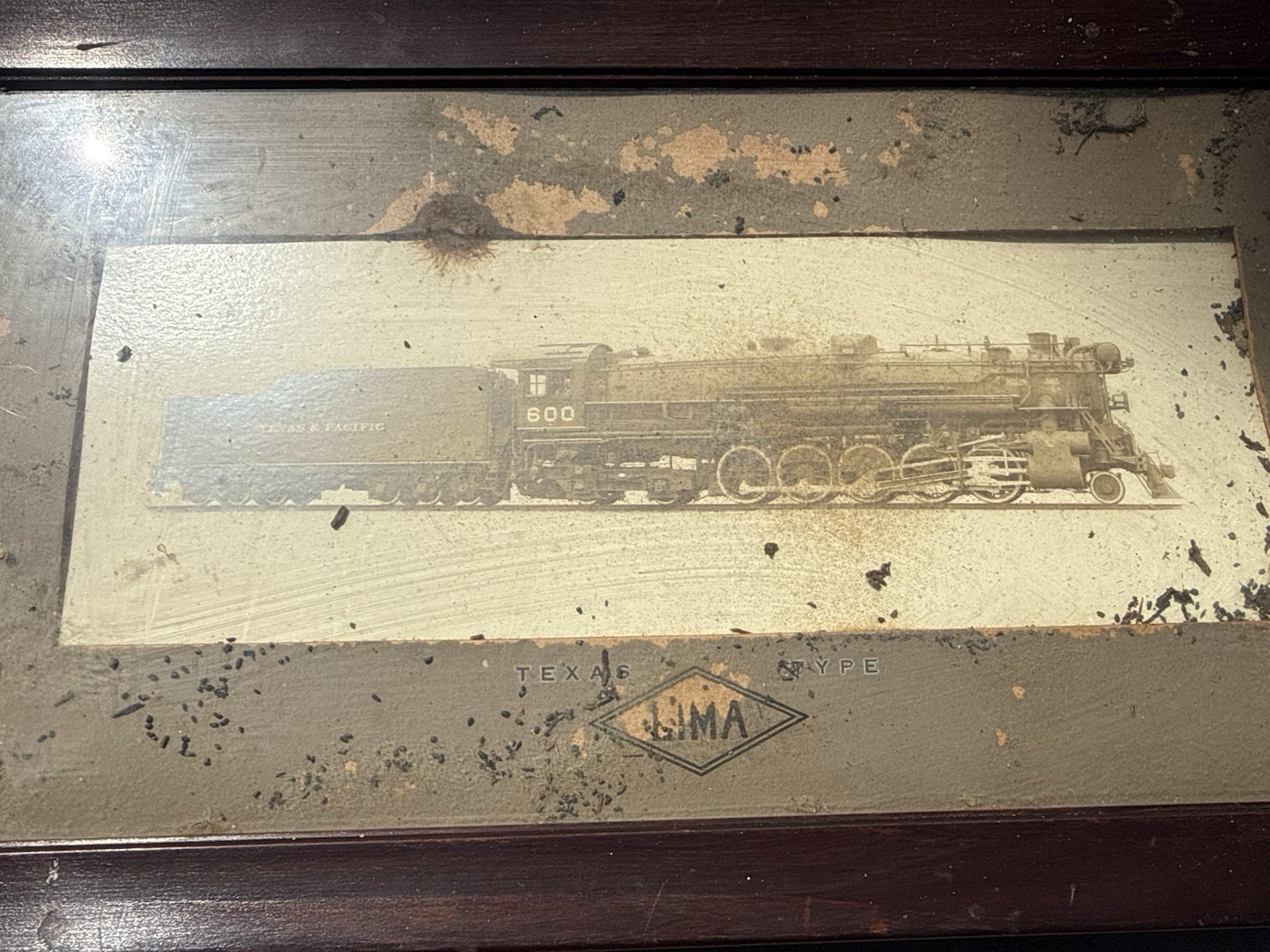 Vtg Framed Texas&Pacific Railway No. 600 Lima Locomotive Works Builder\'s Photo