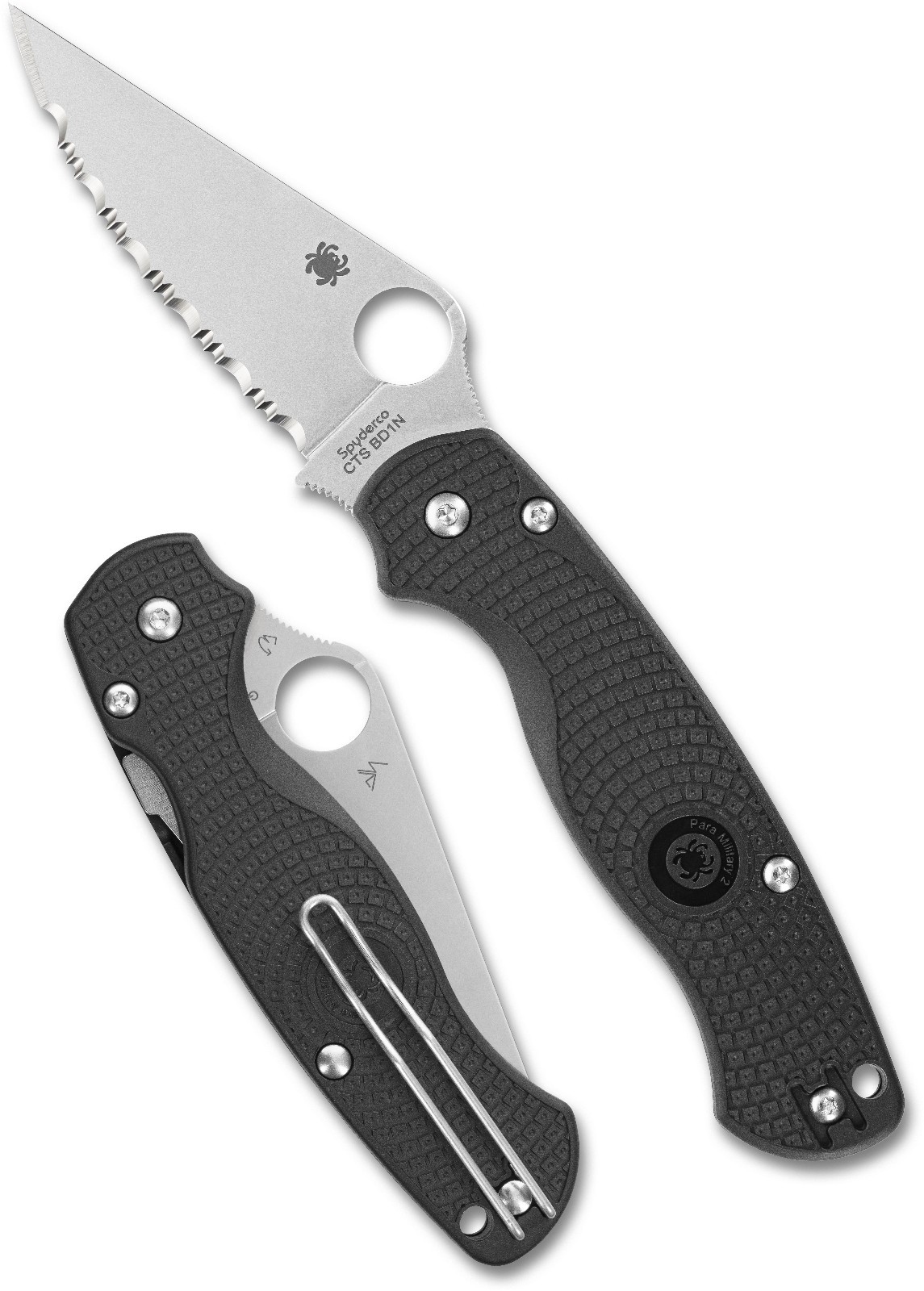 SPYDERCO Para Military 2 Lightweight, Black FRN Handles, CTS BD1N Steel, C81SBK2