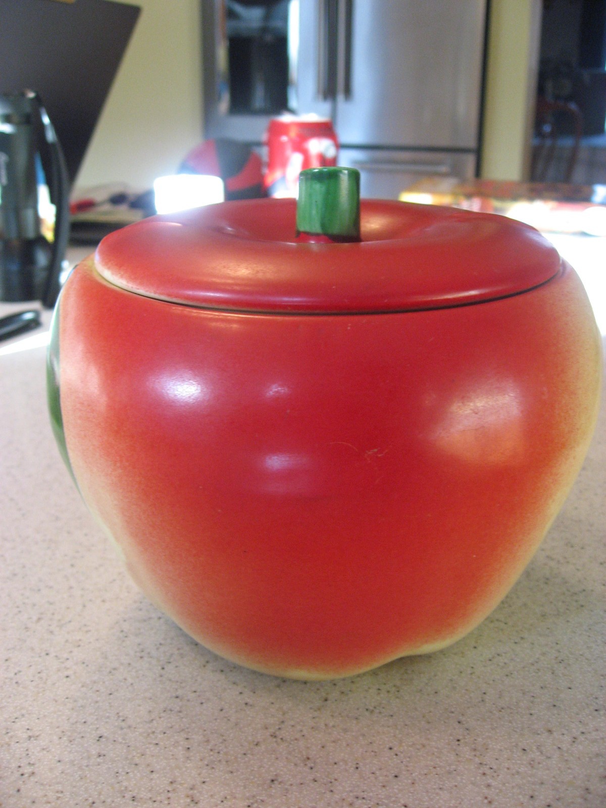 Vintage Hull Pottery Blushing Apple Grease Jar Canister with Lid about 5”T