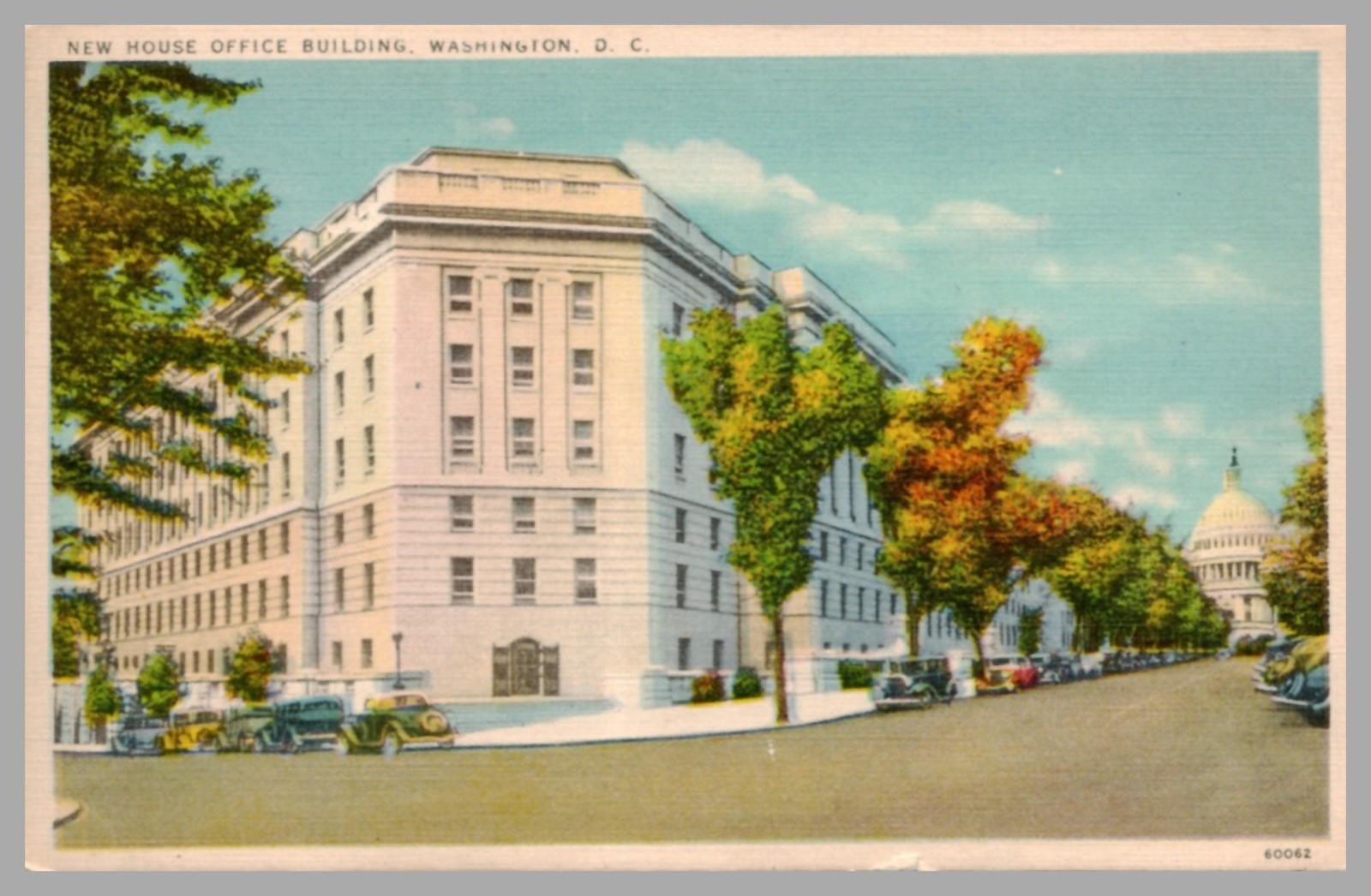 New House Office Building Washington DC Street View Linen c1940 Cars Postcard