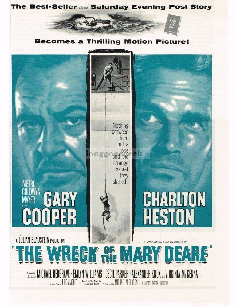 1959 THE WRECK OF THE MARY DEARE Gary Cooper Charleton Heston Vintage MovieAd 