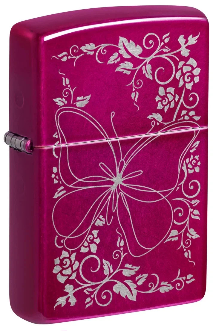 Zippo Butterfly Bliss Design Candy Raspberry Laser Engrave 47158 Zippo Butterfly Bliss Design Candy Raspberry Laser Engrave 47158