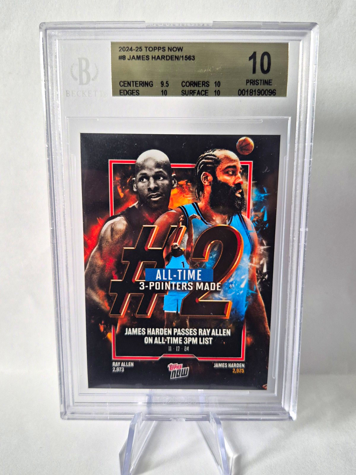 2024-25 Topps Now James Harden Ray Allen #8 PR 1563 BGS 10 Pristine