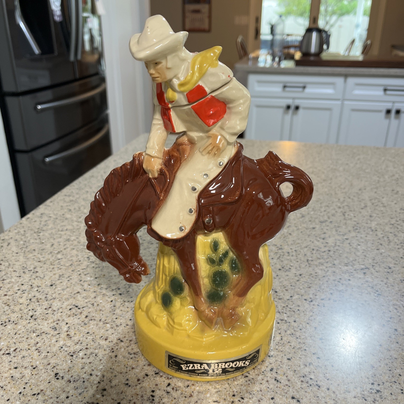 Vintage 1970s Ezra Brooks Whiskey Decanter Ceramic and Glaze are Perfect