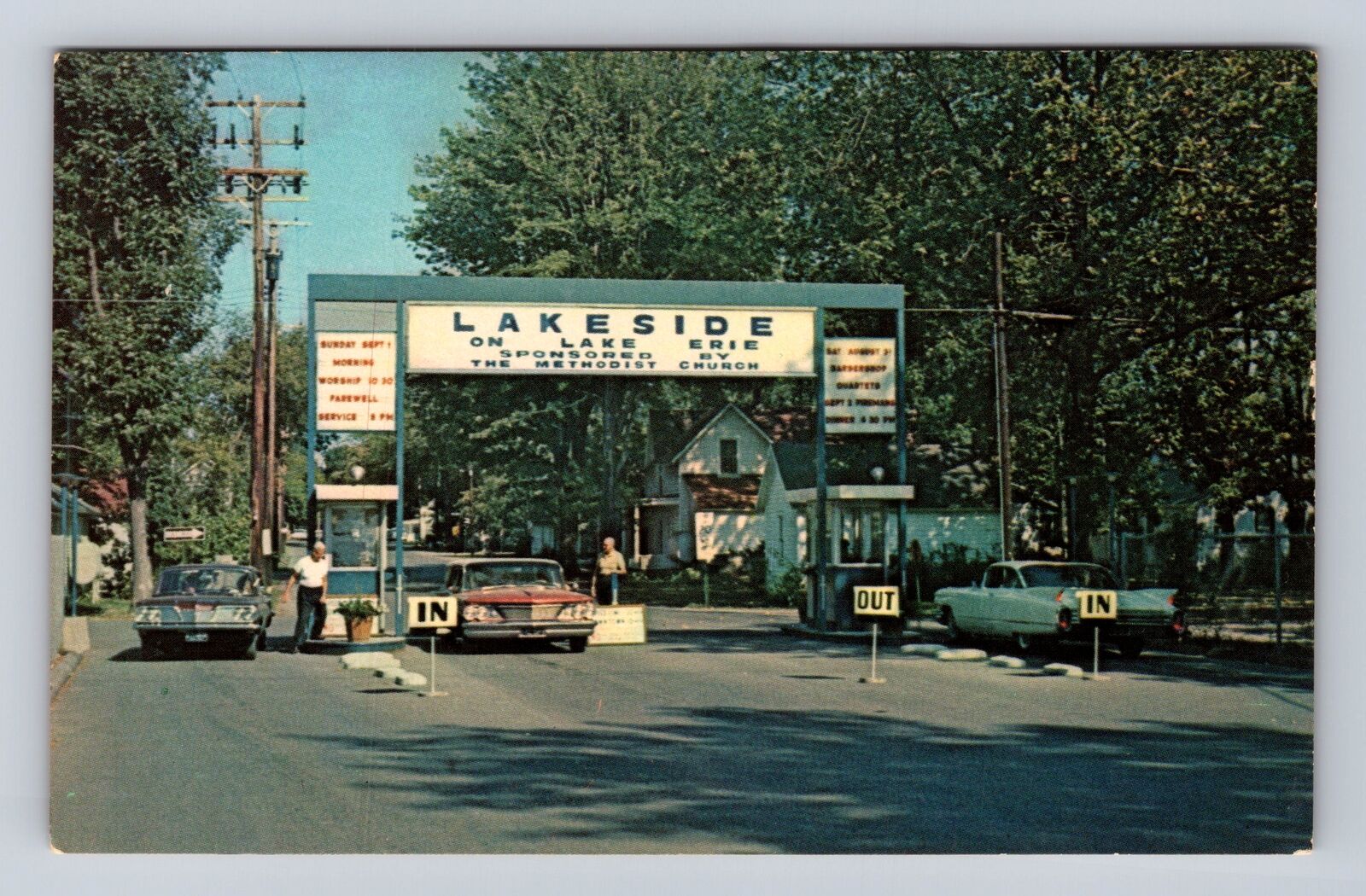 Lakeside OH-Ohio, Entrance To Lakeside-On-Lake Erie, 60's Cars, Vintage Postcard