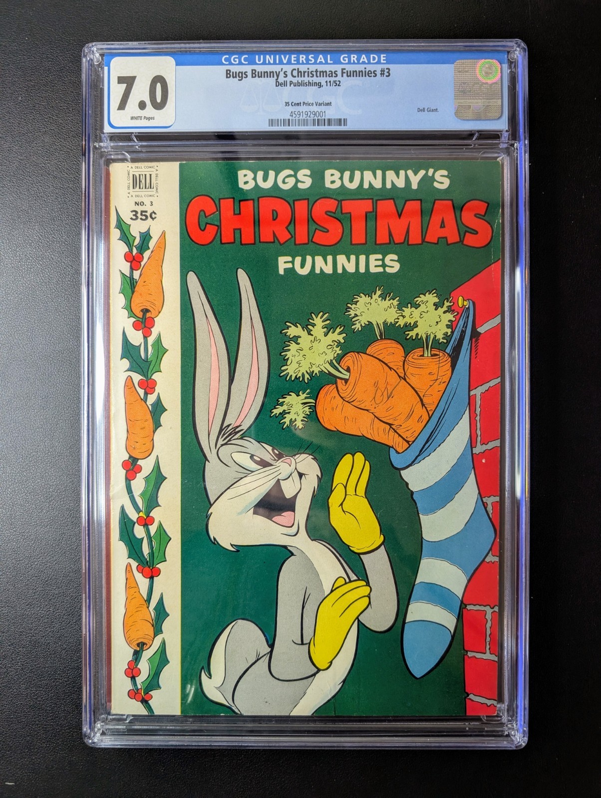 Bugs Bunny\'s Christmas Funnies #3 (35¢ Variant): CGC 7.0 White Pages : Dell 1952