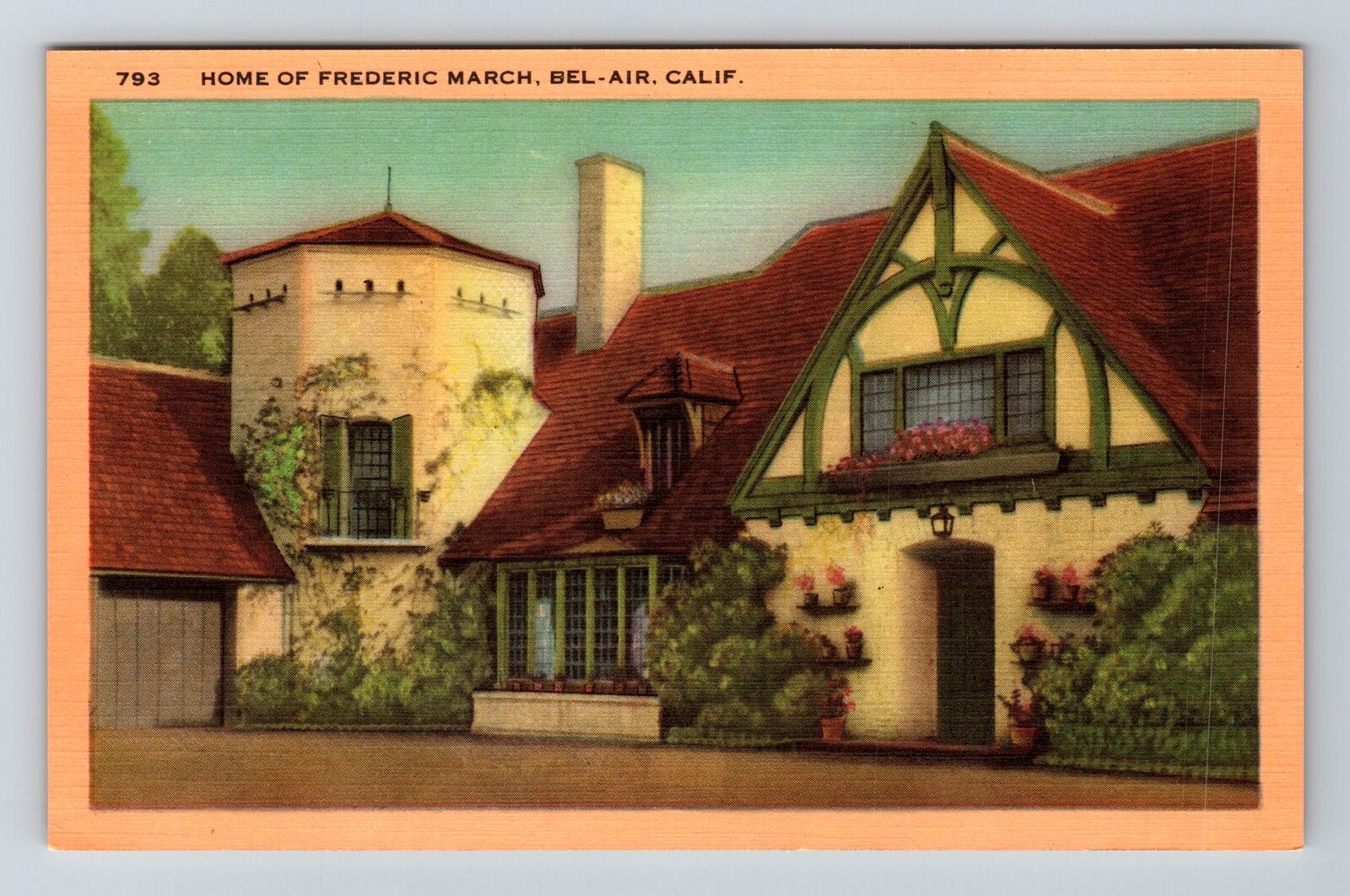 Bel-Air CA-California, Home of Frederic March, Vintage Postcard