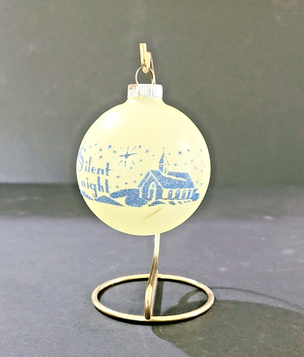 RARE Vtg McM Shiny Brite Glo Christmas Ornament glow in the dark Silent Night