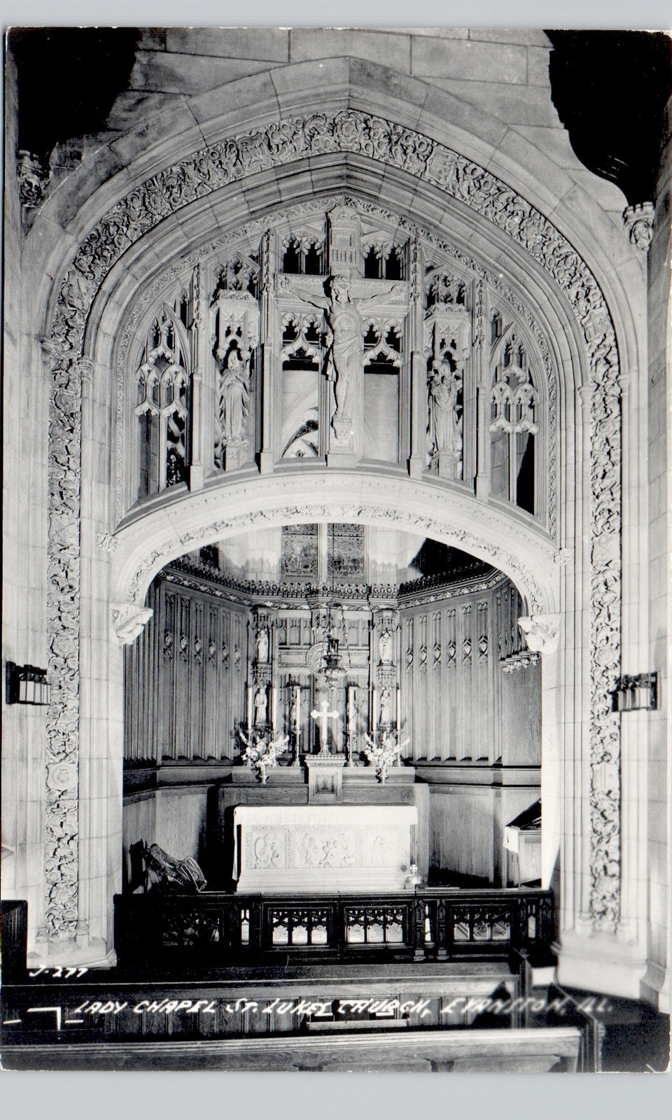 LADY CHAPEL ST LUKES CHURCH evanston il c1950 postcard illinois real photo rppc