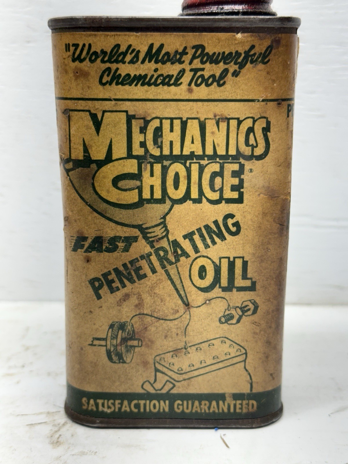 Vintage Mechanics Choice Branded Oil Can Malloy Prod Denton, TX Paper Label Rare
