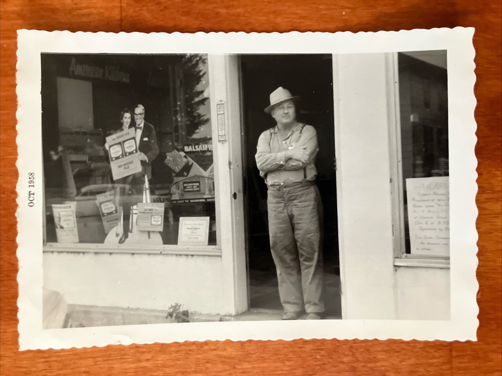 Vtg Found Photo Man At General Store Country 1950s 5 x 3 