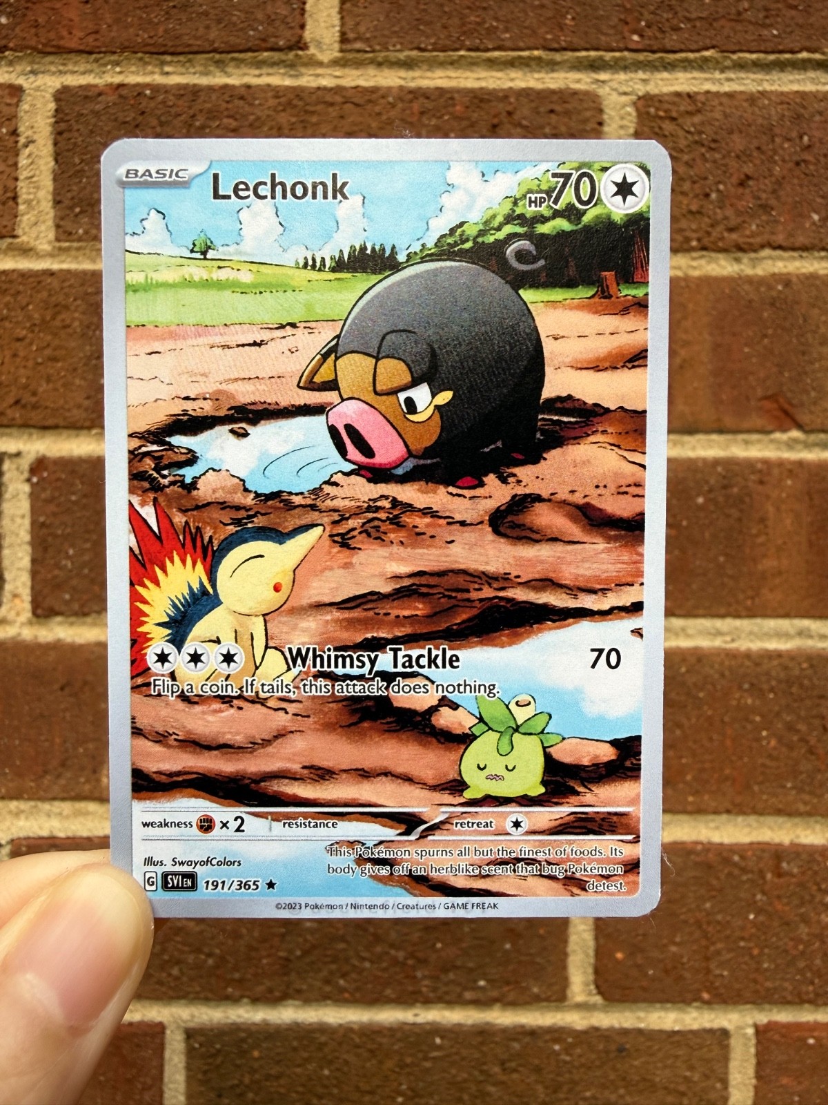 Lechonk Cyndaquil Smoliv Fan Art Trading Card Handmade Custom Collectible Card