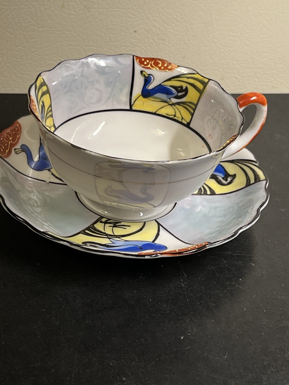 Vintage /Antique Art Deco Hand Painted Very Detailed Teacup Saucer Vintage /Antique Art Deco Hand Painted Very Detailed Teacup Saucer
