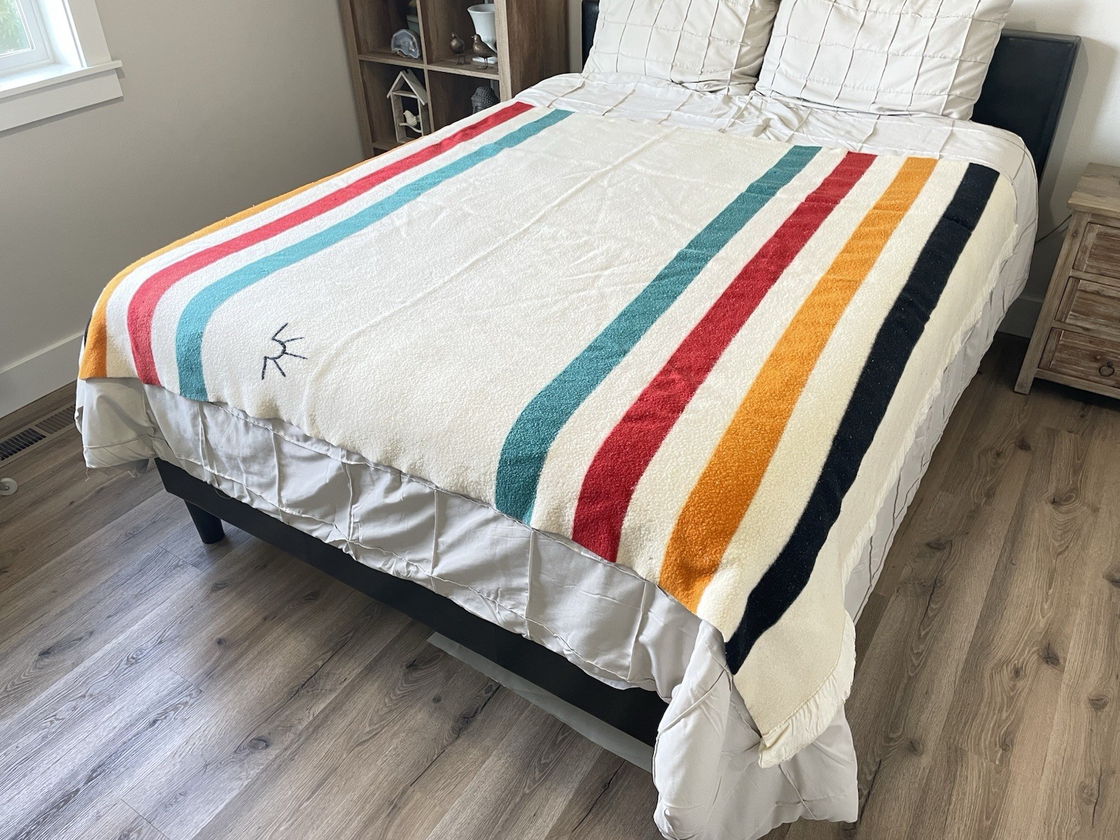 Vintage Baron Woolen Mills Wool Blanket Rising Sun Multicolor Stripe Utah AS IS